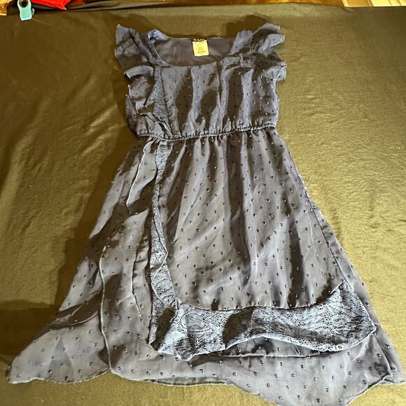 2Hip By Wrapper Girls Dress Blue Dots W/ Under Skirt Size 10 - Picture 1 of 8